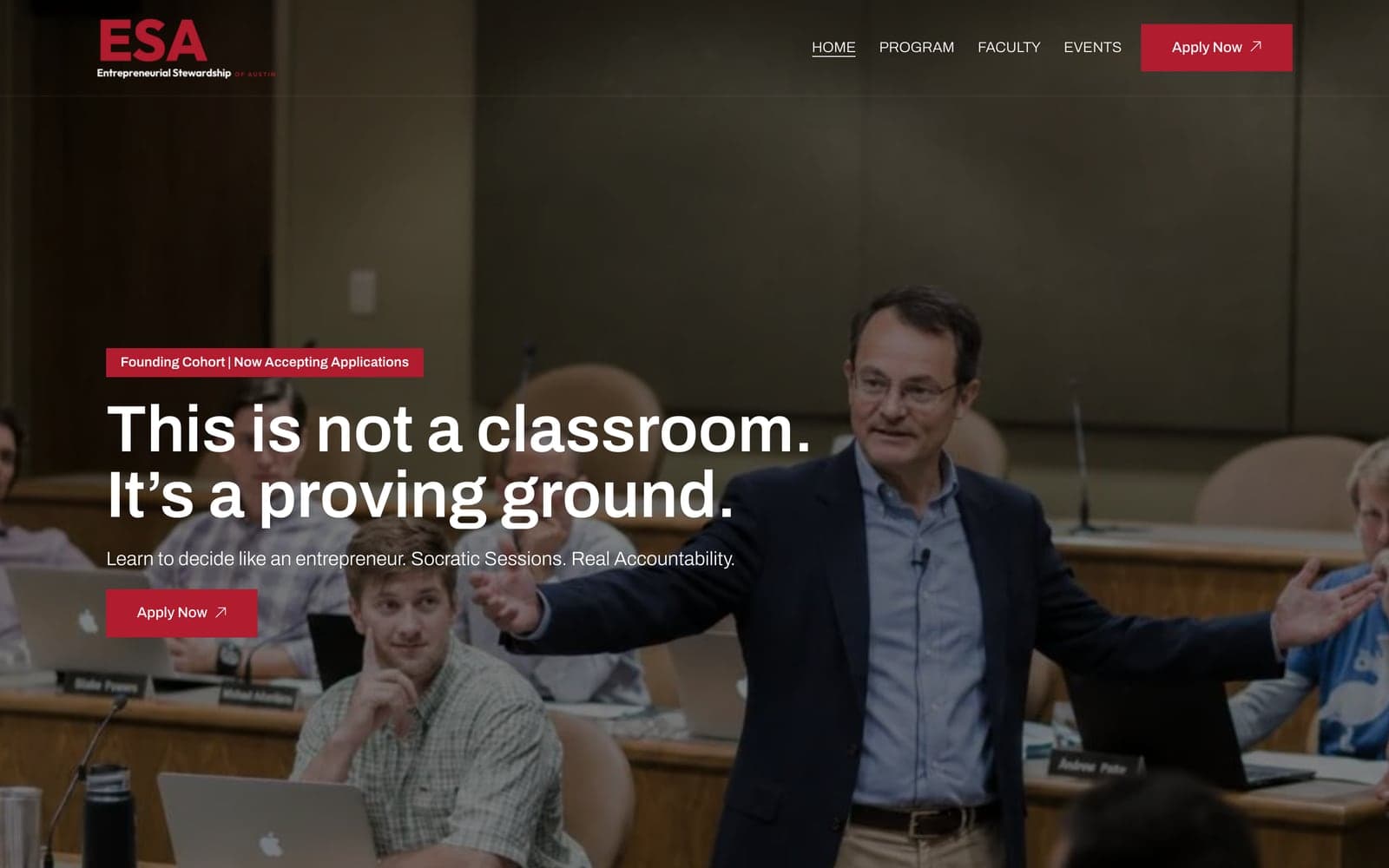 The Entrepreneurial Stewardship of Austin homepage on esaustin.org, where 6AI does the SEO and GEO, at desktop width
